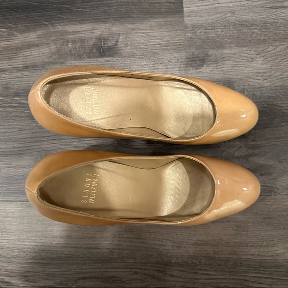 STUART WEITZMAN Nude Platform Pumps Patent Leather Size 6 - Picture 3 of 8